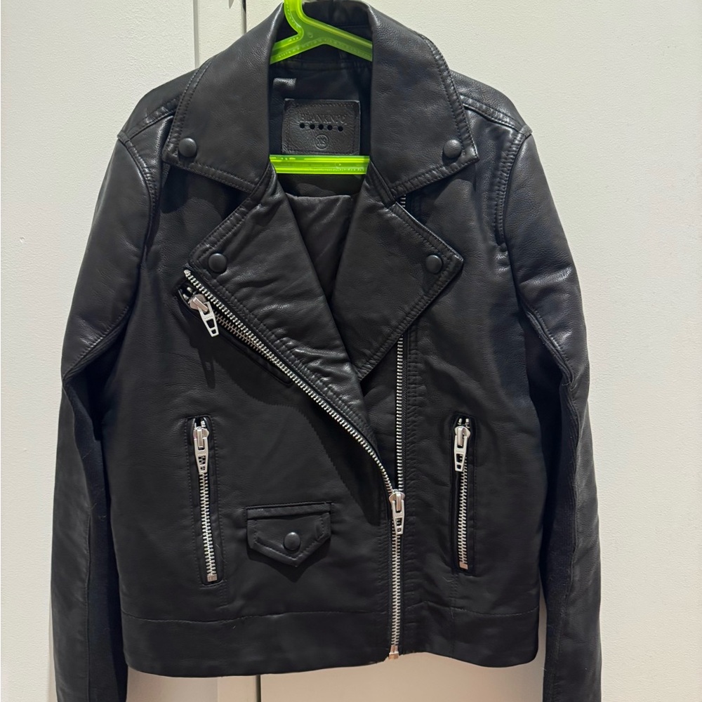 Black Faux Leather Biker Jacket XS